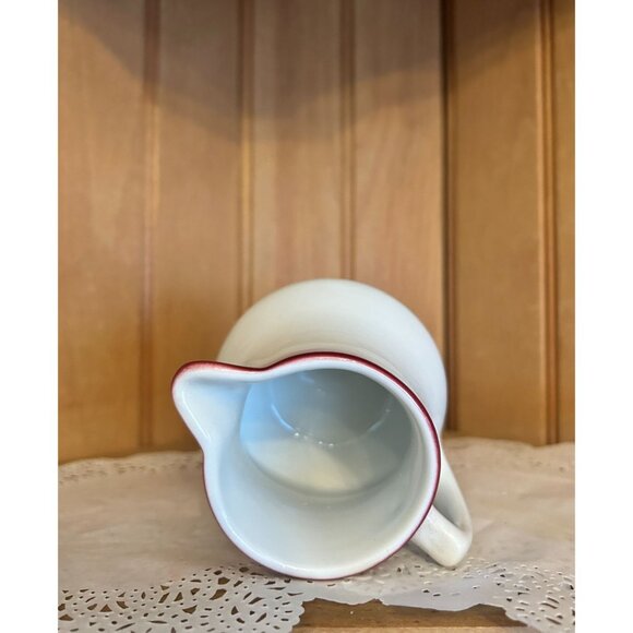 Vintage Shenango Pottery Miniature Creamer Pitcher Jug Red White - Picture 7 of 8